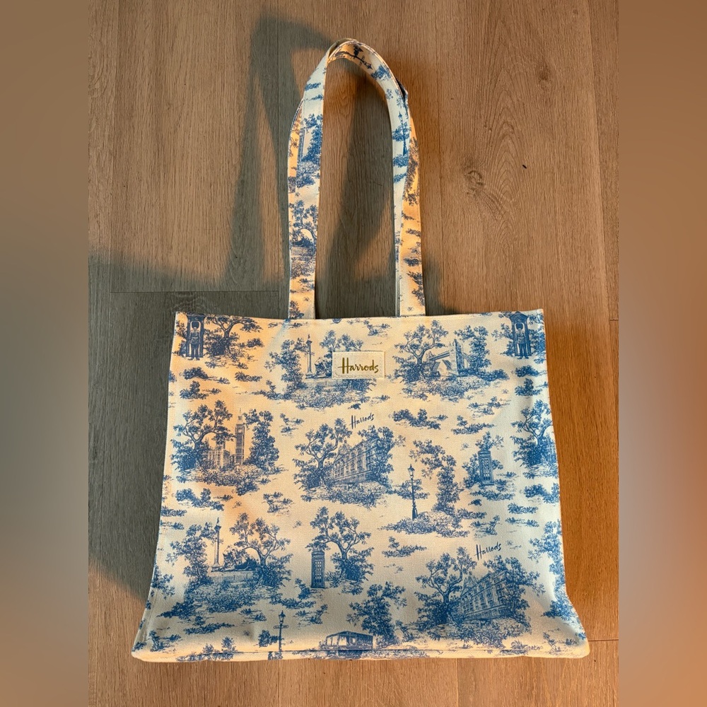Harrods Blue and White Toile Tote Bag
